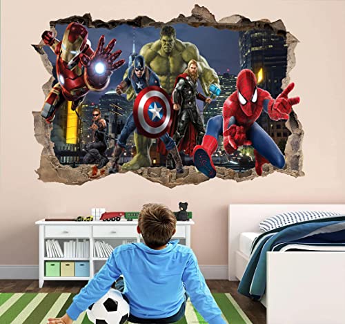 Wthh Superhero Wall Decal, Removable Vinyl Stickers For Kids Rooms, Bathrooms And Playrooms| Peel And Stick Wallpaper| Fun And Colorful Wall Decor - 36 "X23" #TOP26