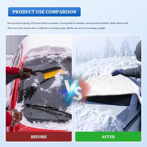 Image of Car Windshield Cover for Ice & Snow All-Weather Protection Weatherproof Frost Cover Car Winter Accessories Fit for SUVs, Trucks, Cars