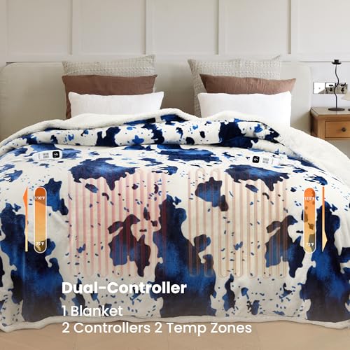 Image of Heated Blanket Queen Blanket - Fast Heating Electric Blanket, Soft Flannel Heated Throw with 4 Time Settings,10 Heating Settings, Warm Gifts for Women & Mom & Grandma