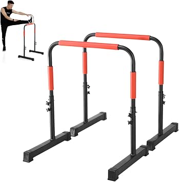 Dip Bar, Adjustable Dip Stand Station for Full Body Strength Training, with Safety Connector, Adjustable Height from 31.5 40