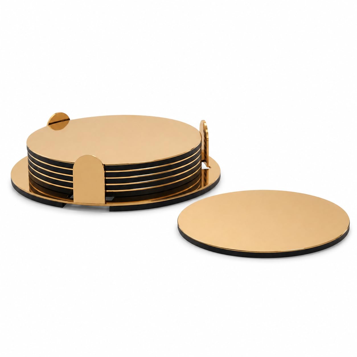 IKEA Glattis Coasters With Holder Brass Color 6 pack Size 3" 503.430.05-image-43