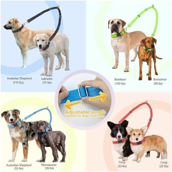 Miniatura 5 de Correa doble para perro, dos divisores de correa para perro, longitud ajustable y sin enredos, extensión de correa doble para entrenamiento de