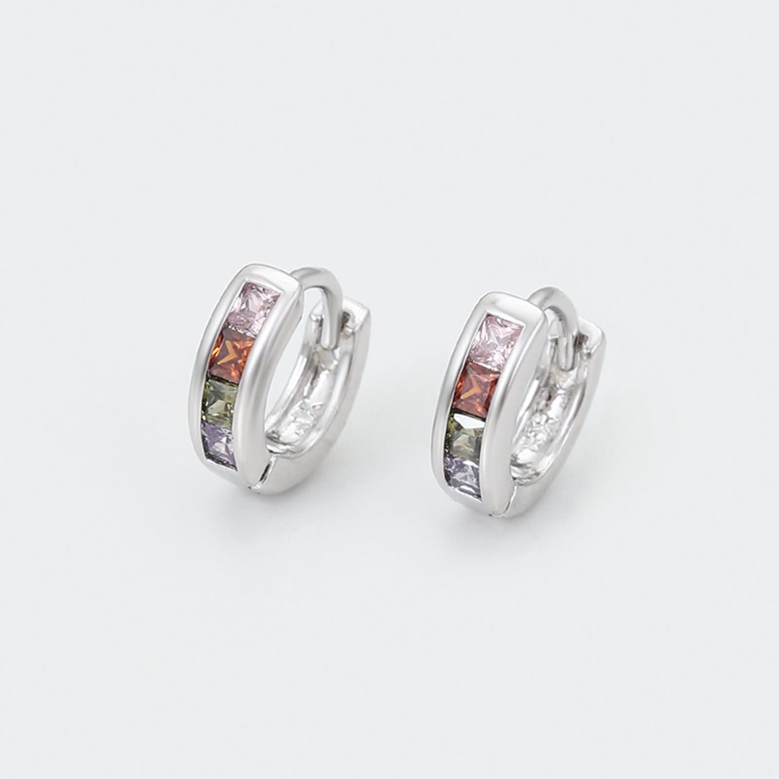 Huggie - Pendientes para mujer con piedras preciosas