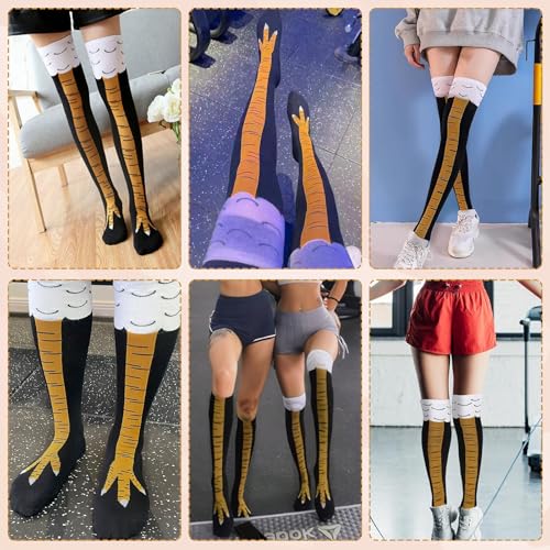Roinaid 3 Paar Chicken Leg Socks Hühnerbein Socken Lustige Hühnerbein Oberschenkelhohe Strümpfe Kniehohe Truthahnsocken Cartoon Winter Warme Socken Einheitsgröße Witzige Geschenke