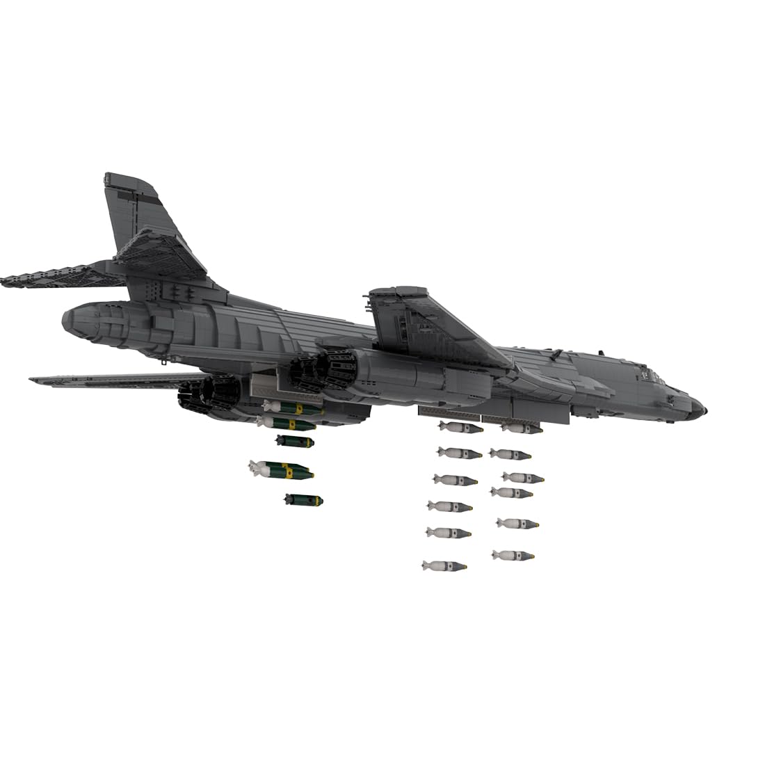 B-1 Lancer Bomber klocki konstrukcyjne, model wojskowego samolotu bojowego 1:35 ze stojakiem i bronią, techniczne klocki konstrukcyjne samolotu, model sił powietrznych dla dorosłych i kolekcjonerów
