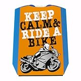 Keep Calm & Ride a Bike Parkscheibe mit Motorrad Motiv in orange Eiskratzer Wasserabstreifer und Einkaufswagen-Chips Motorrad parken Biker Parkplatz Auto