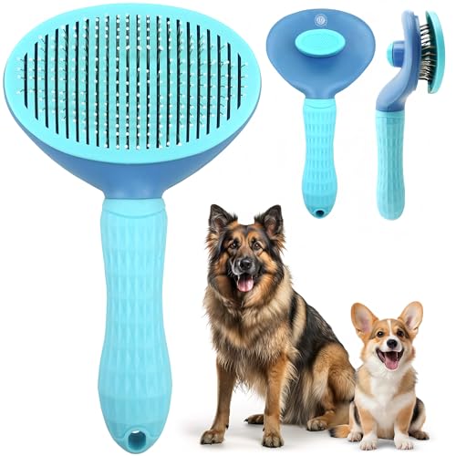 American Kennel Club AKC Self-Cleaning Slicker Brush for Dogs and Cats – Shedding Brush Set for Short and Long Haired Pets, Perfect Grooming for Short, Medium & Large Coats and All Breeds American Kennel Club AKC Self-Cleaning Slicker Brush for Dogs and Cats – Shedding Brush Set for Short and Long Haired Pets, Perfect Grooming for Short, Medium & Large Coats and All Breeds