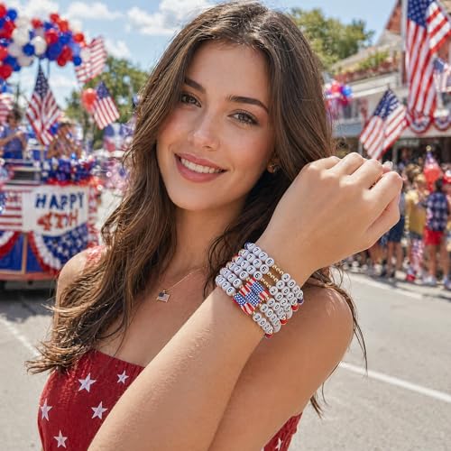 MTAADSO 4th of July USA Red White BluePatriotic Bracelets for women by MTAADSO - Used condition - Image 5
