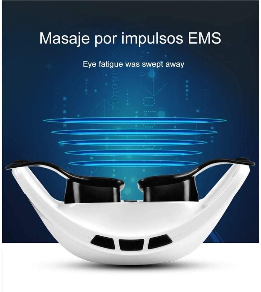 Masajeador de ojos cómodos con calor y vibración, máscara de masajeador de ojos de compresión de aire con tecnología de movimiento de luz verde y magnetics para la cepa de ojos secos, círculos o