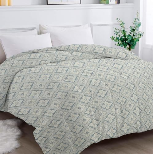 Image of HOMEKART 220 GSM Premium Reversible Microfiber AC Comforter for Double Bed | Soft, Lightweight & Breathable All-Season 3-Layer Quilted Blanket (220 x 240 cm, Floral, Grey & White)