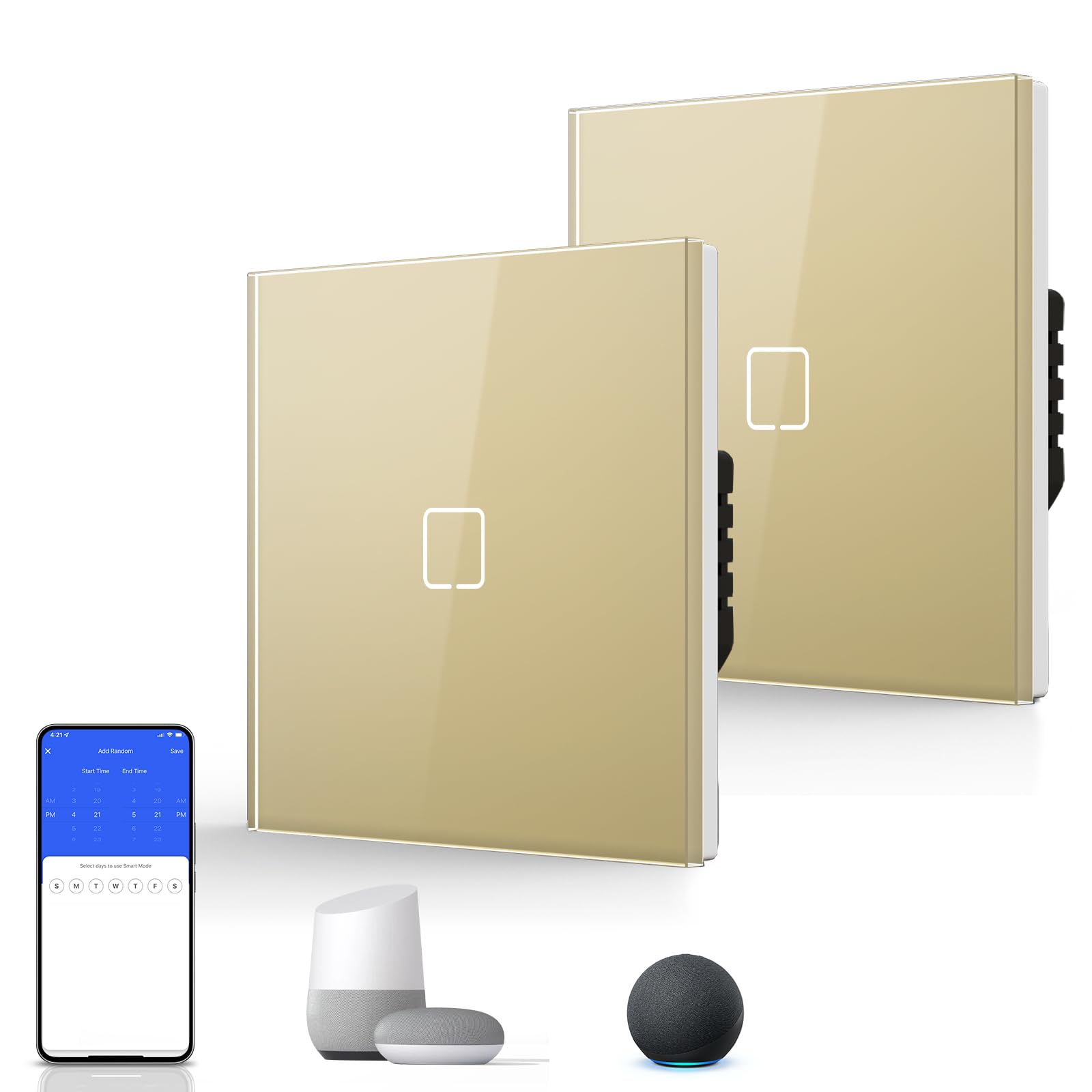 BSEED Interruptor Inteligente WIFI,Interruptores Tactil Con Cristal,Compatible con Alexa,Tuya y Smart Life,Requiere Cable Neutro,2 Gang 1 Vía,86mm Blanco — view 155