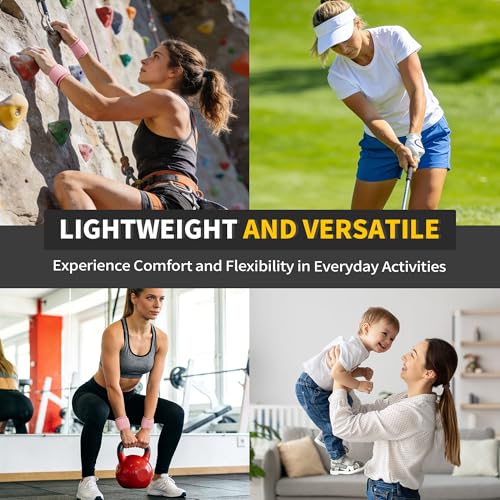Image of CAMBIVO 2 Pack Wrist Brace for Carpal Tunnel with wraps, Pink | Wrist Support, Adjustable Wrist Wraps for Weightlifting, Tendonitis, Pain Relief, Sleeping, Night, Gym, Neoprene, Both Hands