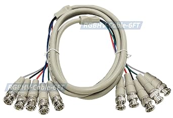 Premium 5 BNC to 5 BNC RGBS RGBHV Composite Sync High Resolution Video Cable - 6FT