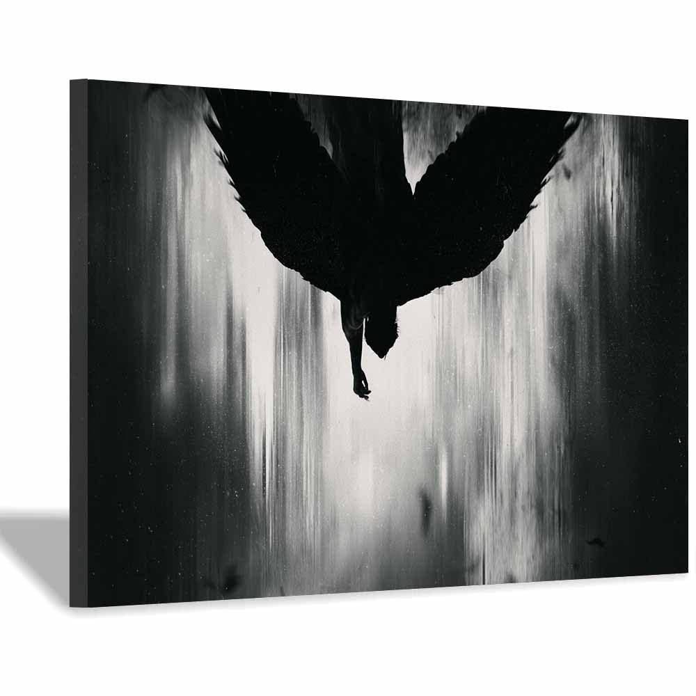 HOQIU Black Grey And White Wall Art Fallen Angel Art canvas wall art, painting and decor, for Living Room Bedroom Home Decoration(Multicolor)-70x100cm Framed
