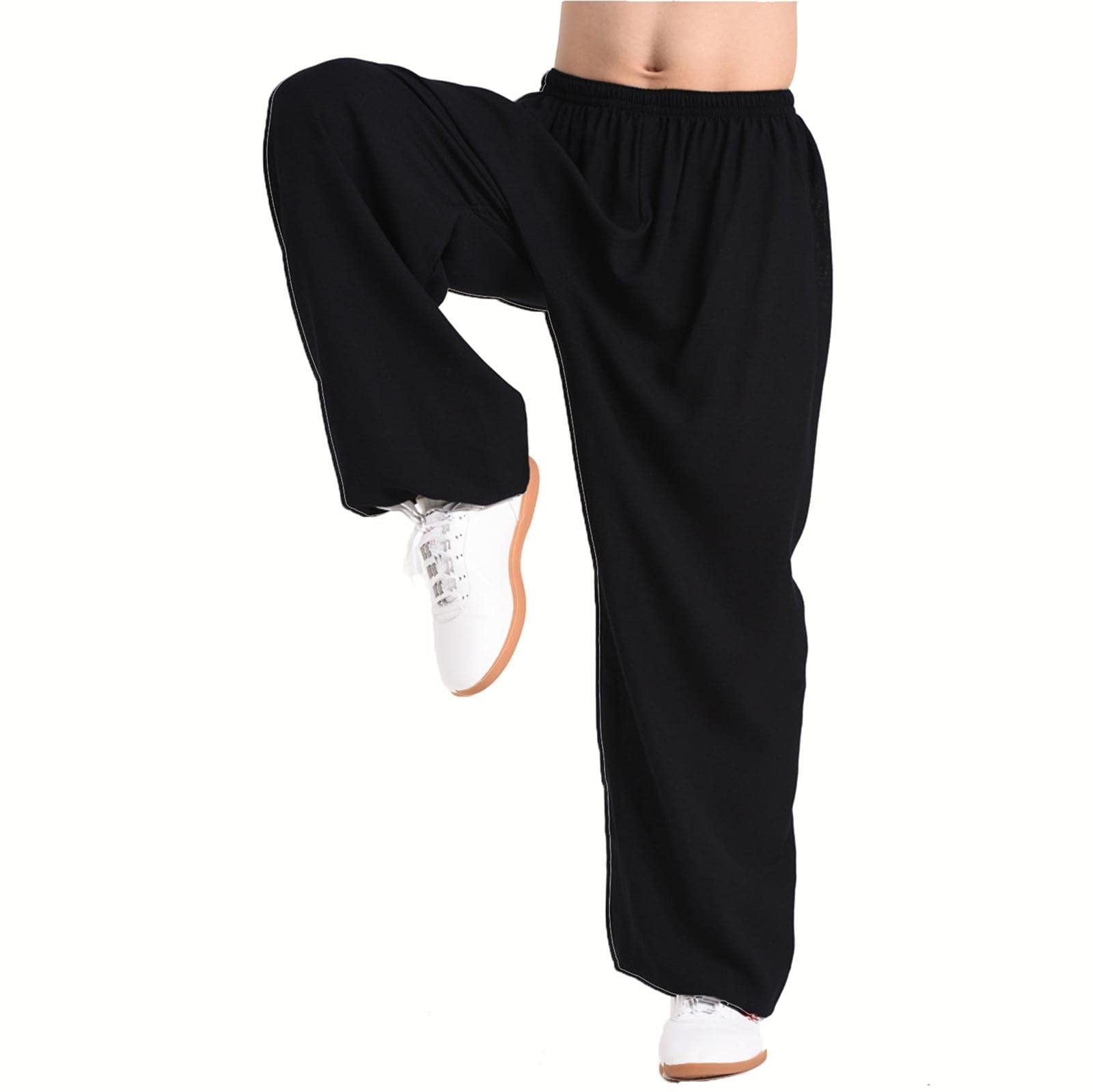 Viracin Black Tai Chi Martial Arts Kung Fu Trousers Yoga Jogging Trousers, 3XL