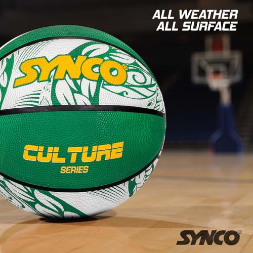 Image of Synco Culture Basketball Size 6 | Women's Official Basketball | Moulded Technology | 8 Panel | Indoor & Outdoor Games & Training (Green White)