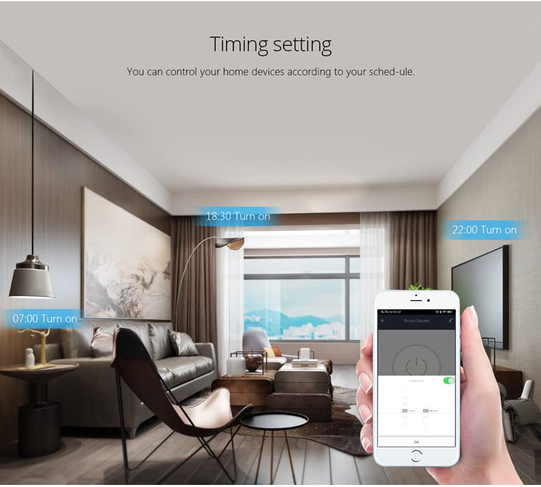 Miniatura 6 de Enchufe inteligente WiFi compatible con Alexa, Google Assistant, aplicación y control de voz, no requiere concentrador, Reino Unido (16A), blanco