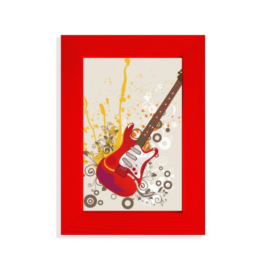 Cadre photo rouge pour guitare de jazz et souvenirs