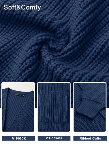 Image of MEROKEETY Long Sleeve Oversized Cardigan Sweaters for Women | Fall Winter Sweaters, Open Front, Chunky Knit, 2026 Casual Work Outerwear with Pockets