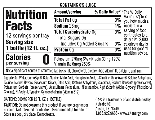 Image of C4 Ultimate Non-Carbonated Zero Sugar Energy Drink, Pre Workout Drink + Beta Alanine, 12 Fl Oz (Pack of 12)