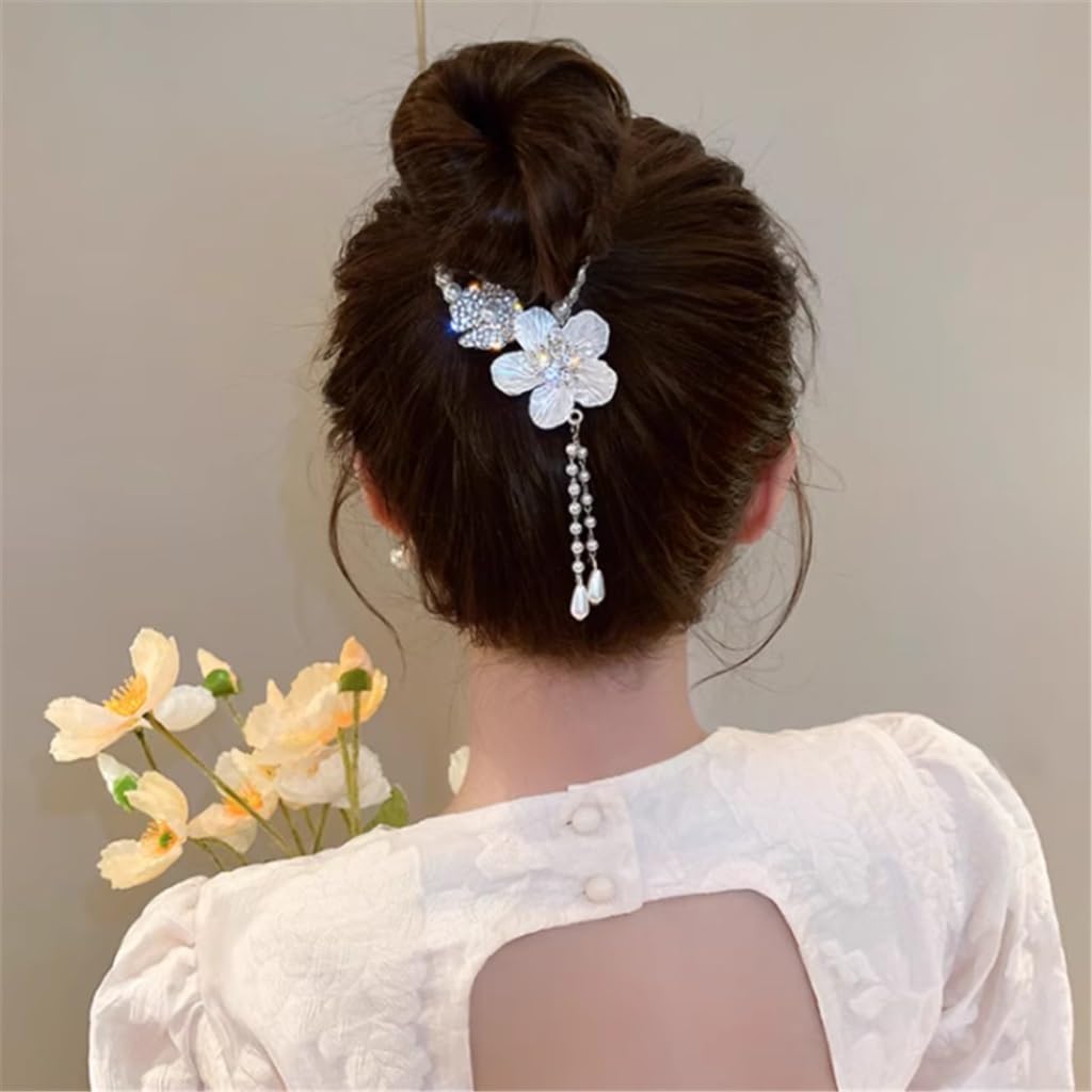 JFDBGU Fiore del tè Conchiglia Nappa di Cavallo Bottone Fermaglio for Capelli Perla Strass Versione Coreana Fermaglio for Capelli Piastra Testa Pillola Copricapo for Capelli