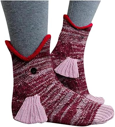 COTTNY Funny Christmas Socks 3D Knitted Crocodile Socks Creative Socks Winter Floor Socks Warm Hand Knitted Woolen Funny Animal Socks for Adults Kids Xmas Party Clothes Accessories