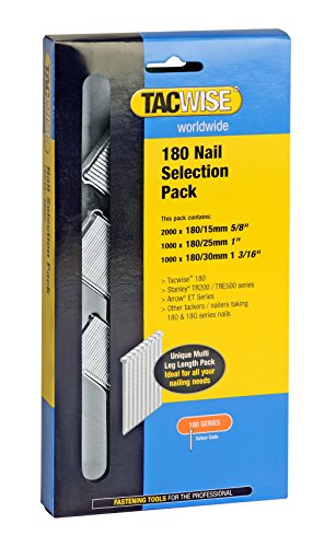 TACWISE TAC0205 Caja con selección de Clavos en tamaños de 15, 25 y 30 mm, Metalizado, Nail Selection Pack, Set de 4000 Piezas Cover