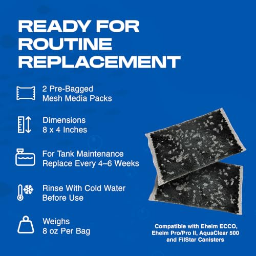 Image of Penn-Plax Cascade Pro-Carb Z Filt-A-Pack, 2 Pack - Mixed Carbon & Zeolite Aquarium Canister Filter Media Bags - Pre-Bagged Nylon Mesh Replacement for Cascade, Freshwater & Saltwater Tanks - 8 Ounce