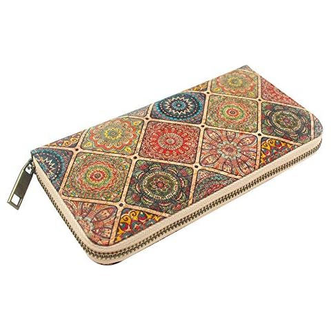 Boshiho Women's Cork Wallet, Eco-Friendly Vegan Women's Wallet RFID Blocking Large Capacity Zipper Long Purse, Gift for Ladies with Gift Box (B) Cover
