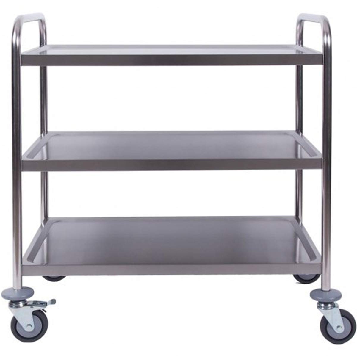 ZORRO - Edelstahl Servierwagen ZSW 3-3 Böden - Leichtlaufräder mit Fußbremse - Küchenwagen - Gastro - (86 x 54 x 94 cm)
