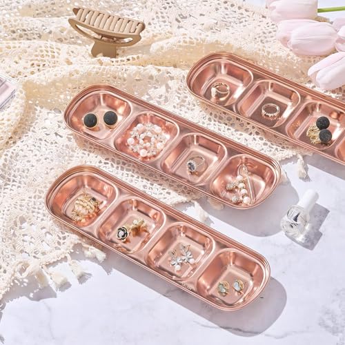 Image of 4 Pcs Esthetician Bowls Face Mask Tray Esthetician Supplies Stainless Steel Compartment Serving Tray Women Skincare Products Facial Bowl for Spa Salon Aesthetician Beauty, Nail Art (Rose Gold,Large)