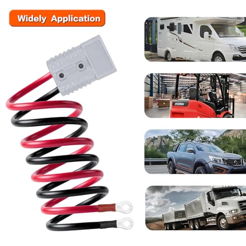 AMOMD 175A 600V Anderson Connector Plug with O-Ring Connector Cable 6AWG 100cm (39.37 inch) Cable Battery Quick Connector Forklift Plug Wire Trailer Power Storage Harness Power by AMOMD - Used condition - Image 7