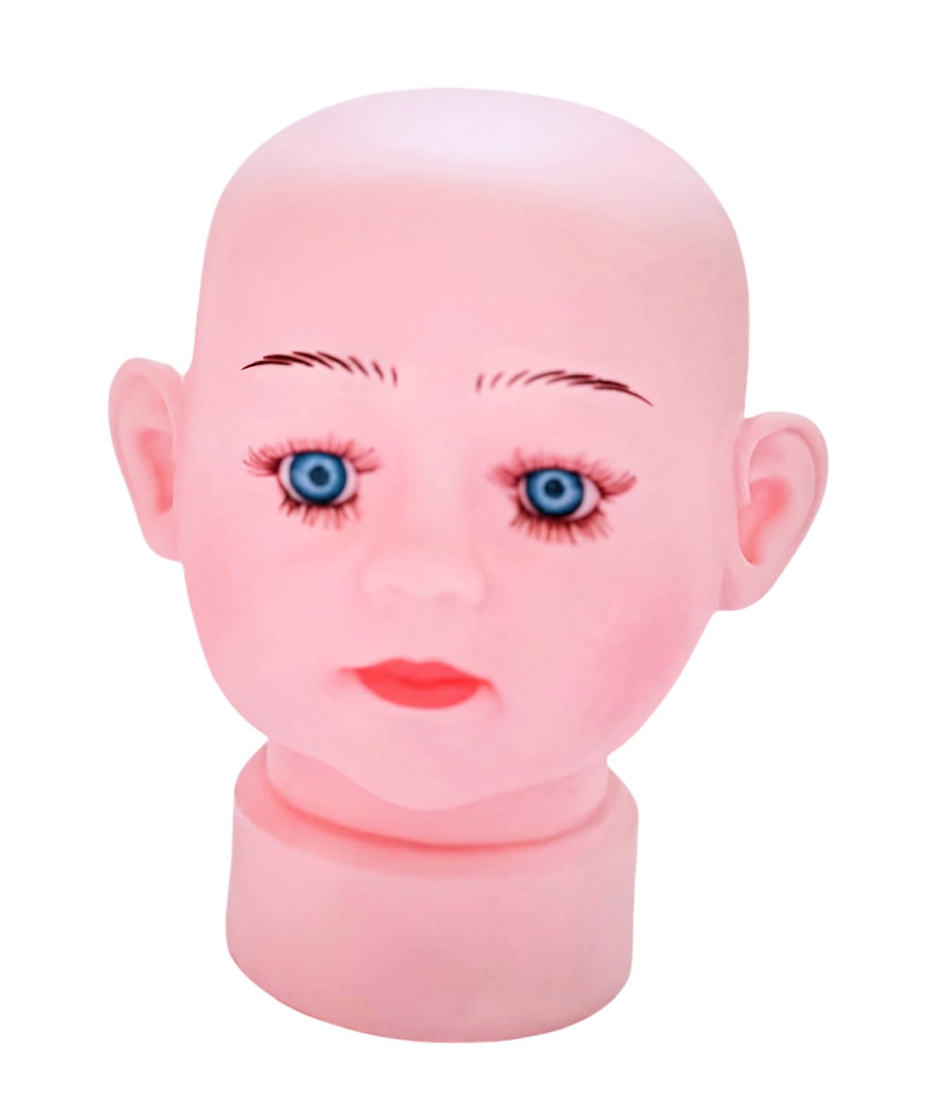 LAURIS Baby Head Face Mannequin Kids Dummy Display Stand for Hair Wig Hat Cap Accessories . Scarf Sunglasses Eye Glasses Holder Model Perfect for Photography Stand 7 Inch Size Skin Color-image-4