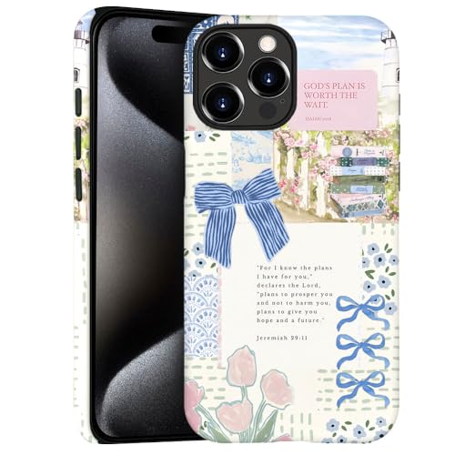 Case for iPhone 15 Pro Max - Slim Fit Anti-Scratch Phone Case for Girl Women - Christian Blue Bow God Religious (Frosted) by Generic - Used condition - US$5.21