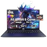 NIMO 15.6 FHD IPS Business Gaming Laptop, 6-Cores AMD Ryzen 5 6600H 660M 6 nm, 32GB RAM DDR5, 1TB SSD (Beat i5-12450H, up to 4.5GHz), 100W Type-C, Fingerprint, Backlit Keyboard, WiFi 5 Win 11