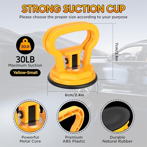 Image of Amooca Glass Suction Cup Lifter Heavy Duty Tile Marble Suction Cup Vacuum Lifter with Handle for Granite Lifting & Window Replacement 30 lbs Load Capacity (2 Pack Yellow Small)