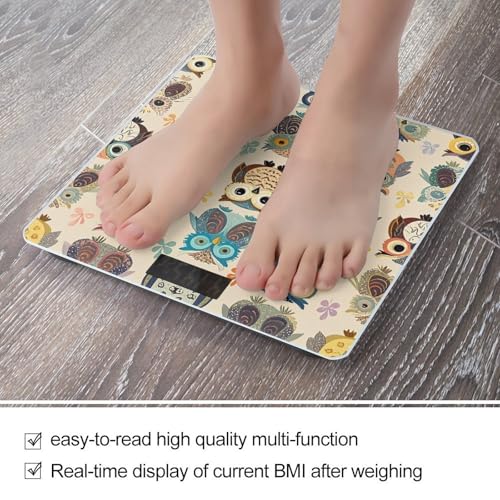 Báscula digital de baño con diseño búho y vidrio templado miniatura 5