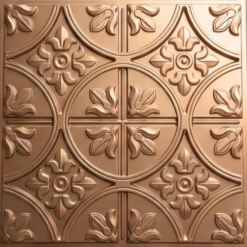 Image of Kayra Decor PVC Ceiling Panel 60x60 cm|Ornamental Floral Panel|Metallic Coffee|50 Tiles Cover 200 Sq Ft| Modern False Ceiling|Royal & Elegant Finish