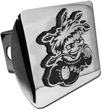 Wichita State University Shockers Shiny Chrome Metal Trailer Hitch Cover Fits 2 Inch Auto Car Truck Receiver with NCAA College Sports Logo