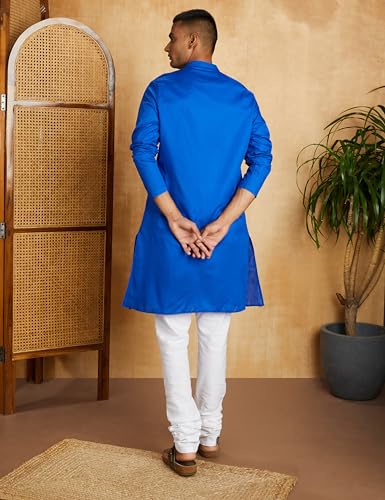 Image of Amazon Brand - Symbol Men Cotton Solid Long Kurta Pyjama Set (2pcs)