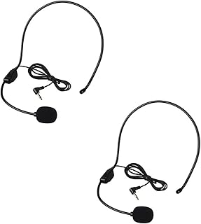2-Piece Wired Microphone Headset with Flexible Boom, 3.5mm Jack Connector for Voice Amplifier, Speaking, Teaching, Presentations