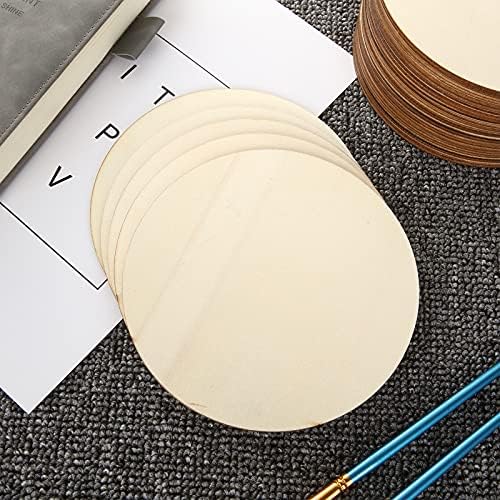 SENENQU 50pcs 15cm Wooden Discs, 6 Inch Unfinished Wood Circles, Round Wooden Discs for Crafts, Natural Blank Wood Slices for DIY Craft Decorations Ornaments  3mm Thick