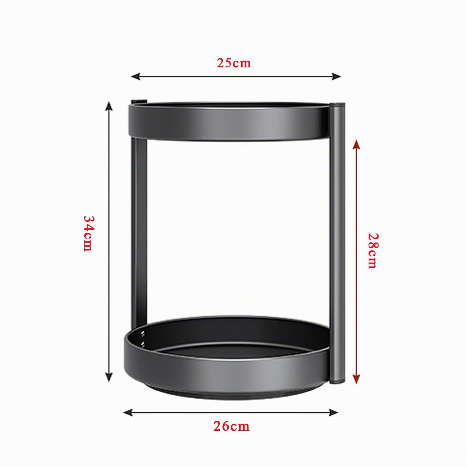 Porta Spezie per Cucina Organizer Girevole in Metallo Piatto Girevole Portaspezie 2 Livelli Organizer Sottolavello Deposito per il Bagno (Nero, 2Tiers)