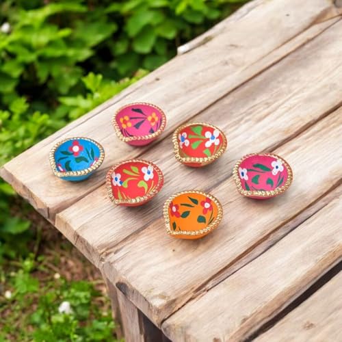 Saudeep India Diwali Diyas | Traditional Handmade Terracotta Clay Diya | Mitti Deepak Decorate for Diwali | Diya for Puja | Diwali Home Decoration Diya (Pack of 4)