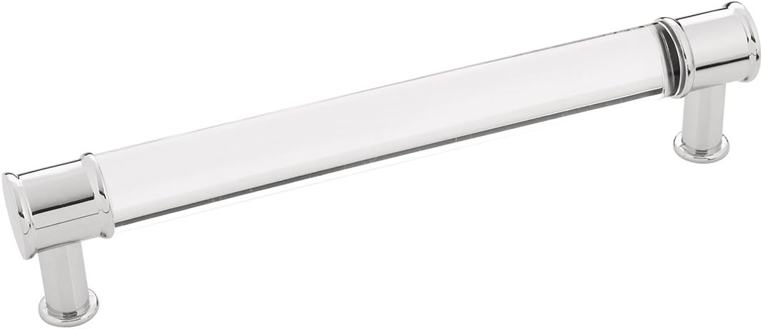 1 Pack Solid Core Kitchen Cabinet Pulls, Luxury Cabinet Handles, Hardware for Doors & Dresser Drawers, 6-5/16 Inch (160mm) Hole Center, Crysacrylic with Chrome, Midway Collection