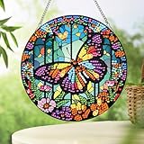Tontut Hanging Decorations Diamond Painting Kits, Window Pendant DIY Butterfly Flower Diamond Painting, Special Shape Diamonds Art Home Wall Garden Window Decoration