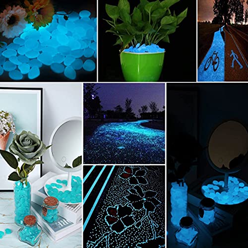 Muzero Glow In The Dark Pebbles, 100Pcs Blue Glow Rocks Luminous Stone For Fish Tank, Aquariums Rocks Garden Yard, Path Patio Decorations Powered By Light Or Solar #TOP2