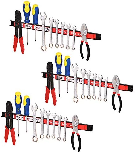 Bakaji Lot de 3 barres magnétiques aimantées murales pour outils ...