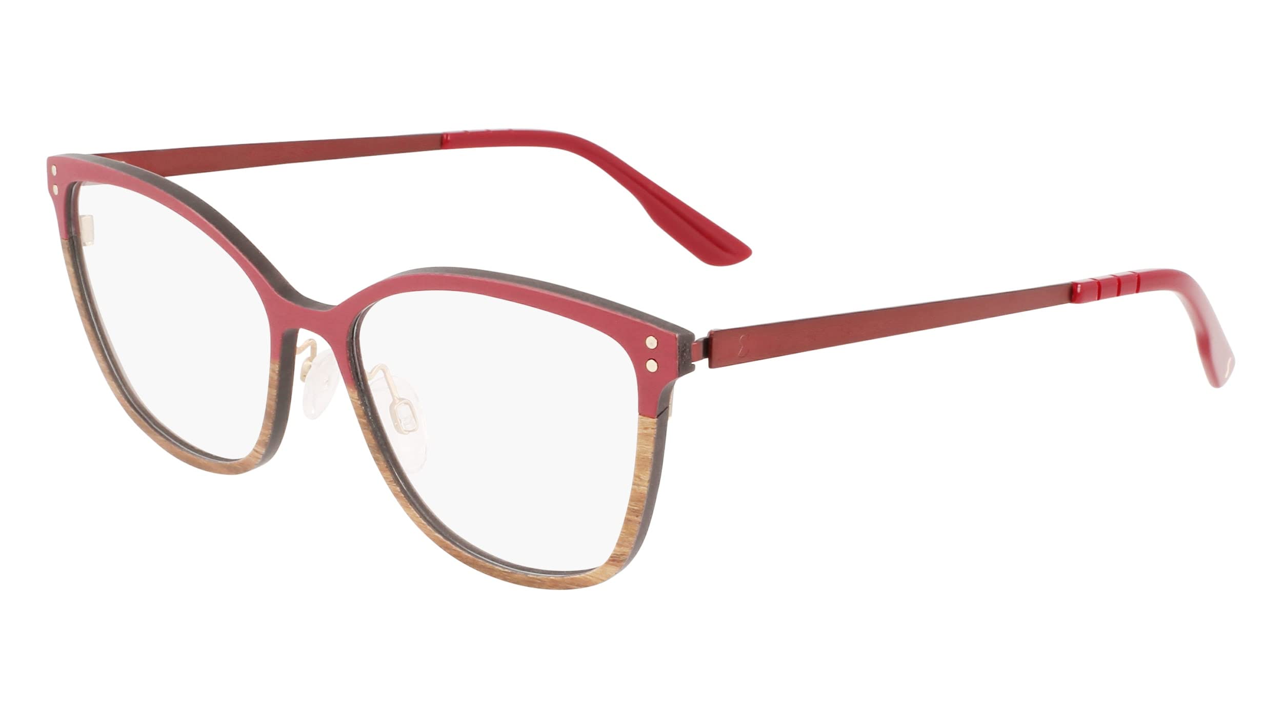 New SKAGA SK-2866 600 Dark Red & Wood Grain LIV Eyeglasses 
