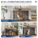 GarveeLife 44 Inch Dog Crate Furniture with Drawers, Wooden Dog Cage with Open Compartment & Double Doors, Heavy Duty Indoor House End Table for Small Medium Large Breeds, Vintage Brown & Black - Image 6